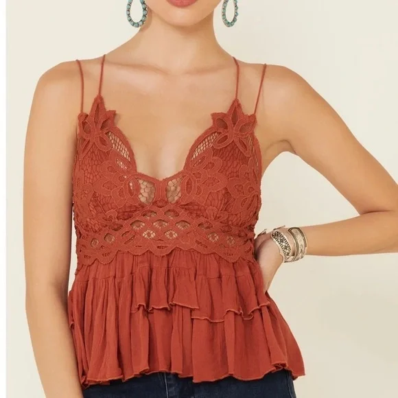 Free People Intimately Adella Cami in Winding Roads (Terra Cotta) Size Large - Picture 2 of 7